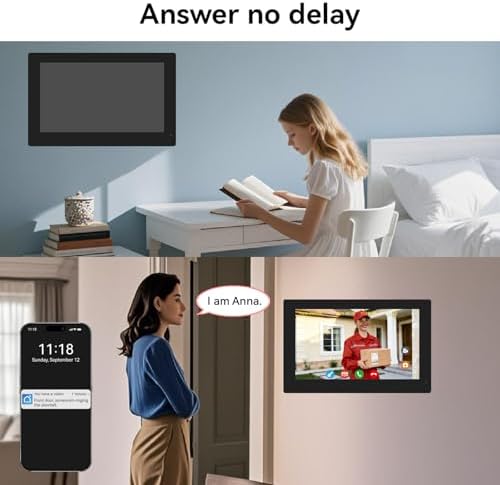 Smart Home Video Intercom System,Wired Video Doorbell with 2X 7-inch Touch Screens,Remode Unlocking via App/RFID,Two-Way Audio,Night Vision,WIFI6 2.4/5GHz,2 Unit Household