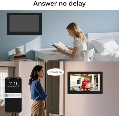 Smart Home Video Intercom System,Wired Video Doorbell with 2X 7-inch Touch Screens,Remode Unlocking via App/RFID,Two-Way Audio,Night Vision,WIFI6 2.4/5GHz,2 Unit Household
