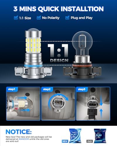 Marsauto 5202 LED Fog Light Bulbs, 10000LM 6000K with Lens-2 Pack