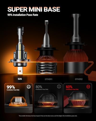 SEALIGHT S2S H1 H7 Light Bulbs Combo, 160,000LM Super Brighter, 6500K Pure White H1 H7 LED Fog Bulbs, 80K+ Hours Lifespan, 4-Pack for Powersports/ATV Lamps