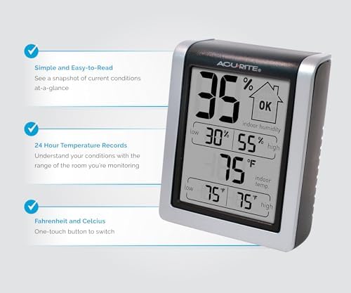AcuRite Digital Indoor Thermometer and Hygrometer, Classic