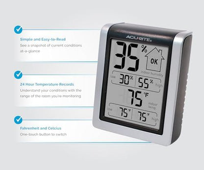 AcuRite Digital Indoor Thermometer and Hygrometer, Classic