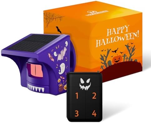 eMACROS Solar Driveway Alarm, Halloween Edition with Spooky Music