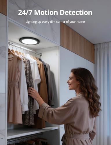Bojim Black Rechargeable Shower Light for Inside Motion Sensor for Closet
