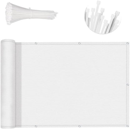 SUNNY GUARD 2.5'x7' White Balcony Privacy Screen Fence, Apartments Railing, Heavy Duty Wind Screen for Outdoor,Deck,Backyard,Patio Privacy（We Make Custom Sizes）
