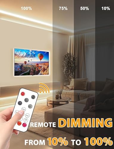 Lamomo COB LED Strip Lights, 9.84Ft Natural White Dimmable Self-Adhesive Led Rope Light with Remote, Flexible Cuttable Waterproof 4000K Silicone Neon Tape Light for Bedroom,Indoor, Cabinet, 10mm Width