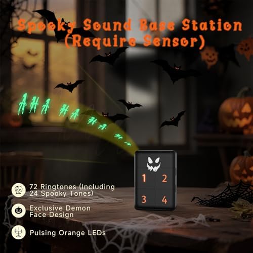 eMACROS Solar Driveway Alarm, Halloween Edition with Spooky Music