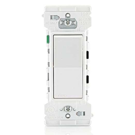 Leviton Lever Edge 15 Amp Single Pole Rocker Switch,E5601-MW,White,(Pack of 40)