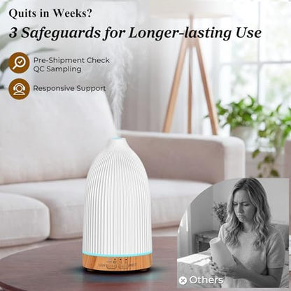 URPOWER 2PCS 150mL Essential Oil Diffusers for Home Aromatherapy Diffuser