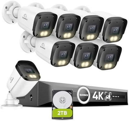 SANNCE 4K PoE Security Camera System - NVR with 8PCS Bullet Camera(2TB HDD)