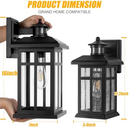 Brilvibera 2-Pack 16" Large Black Outdoor Wall Light