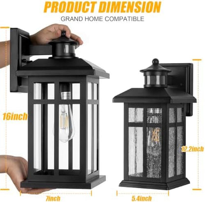 Brilvibera 2-Pack 16" Large Black Outdoor Wall Light