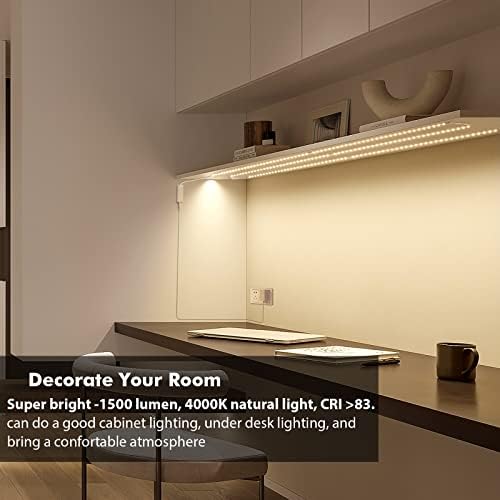 WOBANE Under Cabinet Lights Kit, 20inch 6PCS LED Strip Bars with RF Remote
