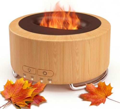 Essential Oil Diffuser for Home: 500ml Fireplace Flame Light