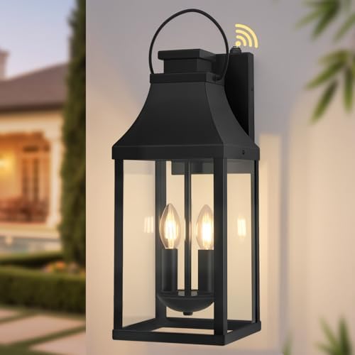 Dusk to Dawn Exterior Lighting Fixtures, Black Sensor Outdoor Porch Lights