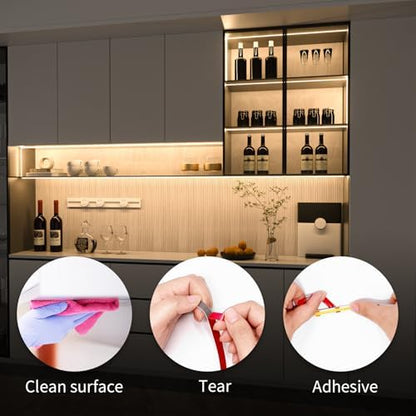 WOBANE Dimmable Under Cabinet Lights,9.8ft COB LED Light Strip with Remote