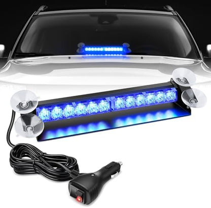 Nilight 12LED Traffic Advisor Strobe Light Bar Blue Hazard Safety