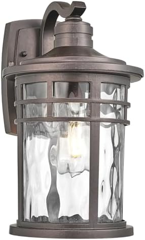 Darkaway Outdoor Wall Light Fixture,14.57inch Large Outside Porch Lights Wall Mounted Water Ripple Glass Exterior Waterproof Lantern Modern Wall Sconce Lighting for Front Door Yard Patio