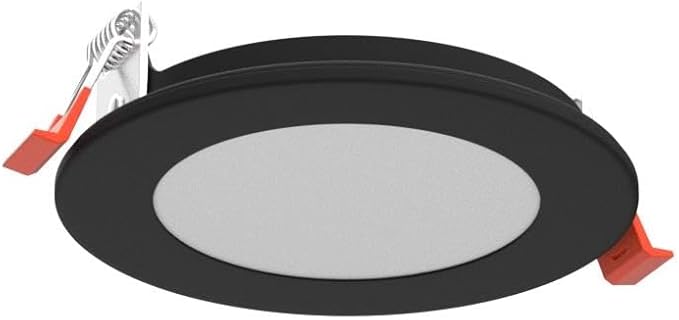 ASD 6 Pack LED Recessed Lighting 4 Inch, 5 CCT 2700K-5000K CRI90+, 12W 50W Eqv, Ultra Thin Dimmable Ceiling Lights with J Box, Canless Wafer Downlight, Round Slim Panel Light, UL Energy Star, Black
