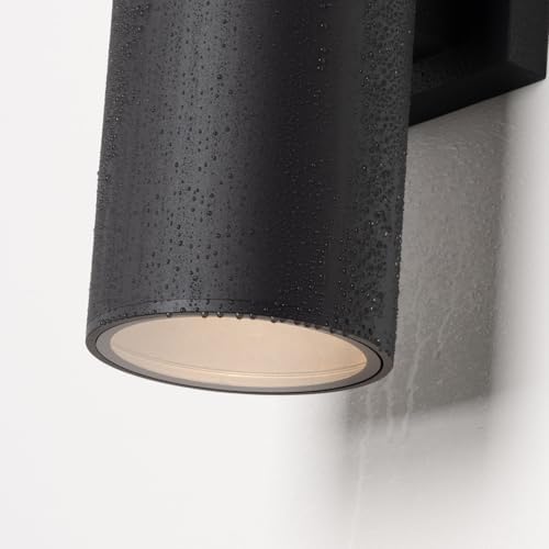 mirrea 18" Modern Outdoor Porch Light in 2 Lights, Matte Black, 2 Pack