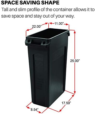 Rubbermaid Commercial Products Slim Jim Trash/Garbage Can with Venting Channels, 16-Gallon, Brown, for Kitchen/Office/Workspace