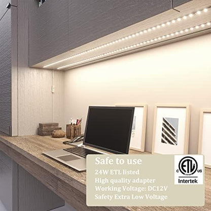WOBANE 8PCS Under Cabinet LED Lighting with Remote, Natural White LED Strip