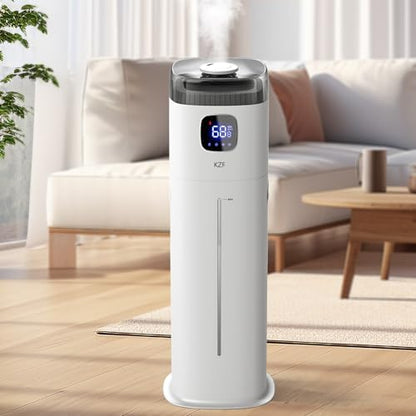 KZF Large Humidifier for Bedroom, 9L/2.5Gallon Ultrasonic Cool Mist Humidifier with Humidistat, 360°Nozzle, 350ML/H Big Mist Level, Suitable for Kids Room Livingroom Yoga Office Plant，White