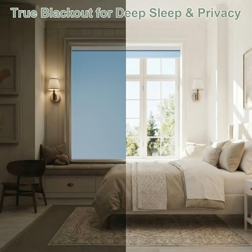ZSHINE Motorized Blackout Roller Shades Remote Control Rechargeable(82010L)
