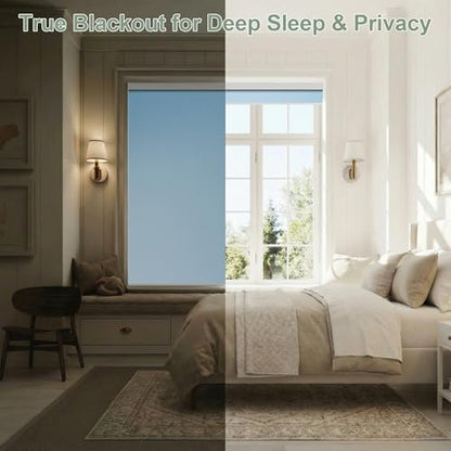 ZSHINE Motorized Blackout Roller Shades Remote Control Rechargeable(82010L)