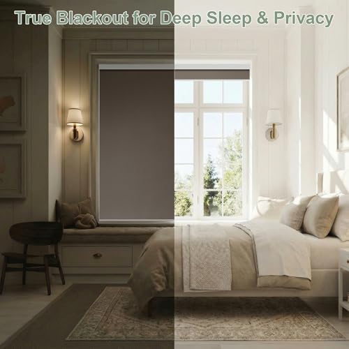 ZSHINE Motorized Blackout Roller Shades Remote Control Rechargeable(82010l)