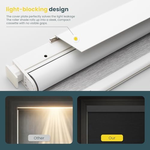 Motorized Automatic Cordless Roller Shades - Electric Blinds with Remote Control, Smart Blinds (Grey, 24 x 72)