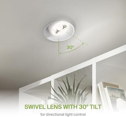 ASD 2 Inch Trimless Gimbal LED Recessed Ceiling Light Fixture, Adjustable Directional Downlight with Junction Box, 5CCT 2700K-5000K, 8W 717 Lumens, CRI90+, Anti-Glare, Dimmable, IC & Wet Rated, ETL