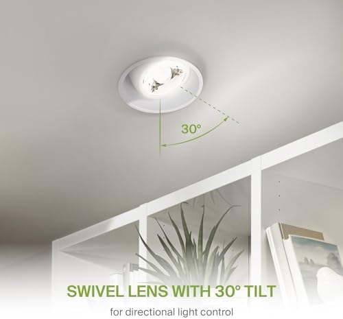 ASD 4 Inch Trimless Gimbal LED Recessed Ceiling Light Fixture, Adjustable Directional Downlight with Junction Box, 5CCT 2700K-5000K, 17W 1623 Lumens, CRI90+, Anti-Glare, Dimmable, IC & Wet Rated, ETL