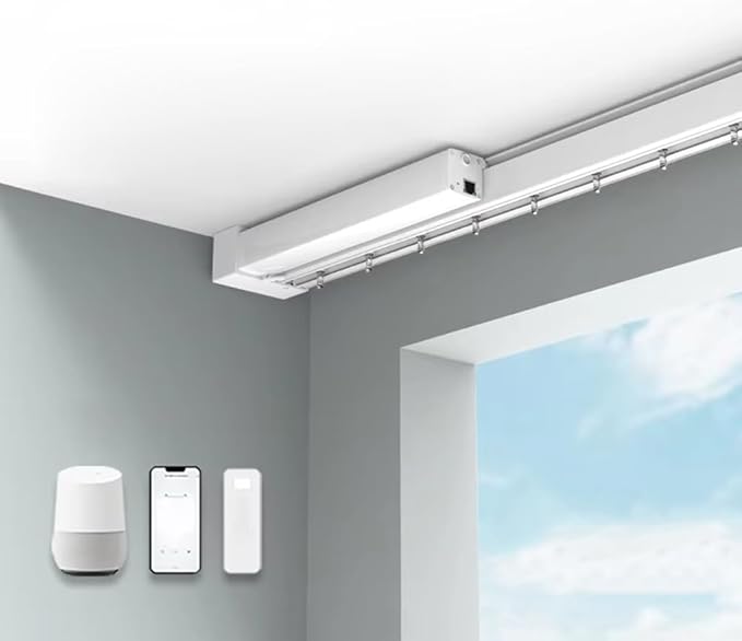 ZigBee Motorized Vertical Blinds Track for Sliding Glass Doors, Smart Curtains Rod, 2.5N High Torque Quiet Motor, Works with Alexa & Google Home Patio Door Replacement (5.0 Meters (196.8 inches))