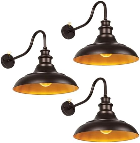 Exterior Farmhouse Barn Light, 3PCS Dusk to Dawn Outdoor Lighting, 16 Inch Vintage Outside Garage Lights Fixtures for Patio Frontdoor Entryway Doorway