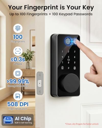 Keyless Entry Door Lock, Fingerprint Smart Deadbolt Lock