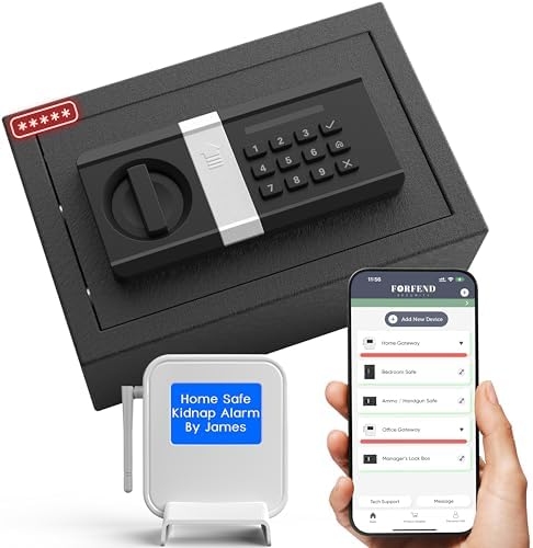 FORFEND Smart Home Safes | WiFi Safe Box App Unlock/Alarm | Voice Control, Kidnap SOS Alarm, Tamper Detect, Frozen Mode | Money Security Lockbox History Track | Digital Caja Fuerte Remote Live Monitor