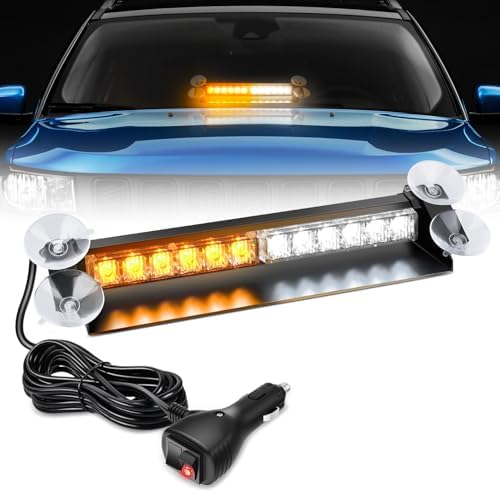 Nilight 12LED Traffic Advisor Strobe Light Bar Amber White Hazard Safety