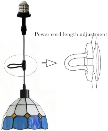 Screw-in Pendant Light Tiffany Style Stained Glass Hanging Lights,Recessed Light Conversion Kit with E26 Screw in Adapter for Dining Room,Bedroom,Living Room & Kitchen Island Lighting