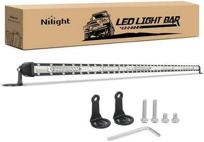 Nilight Slim LED Light Bar 50 Inch 130LED Single Row Spot Flood Combo Fog Lights Driving Work Roof Bumper Lamp Offroad Lighting for 4x4 Trucks SUV ATV UTV