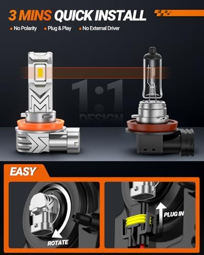 SEALIGHT H11 LED Fog Light Bulb, Toyota RAV4 2012-2021, H8 H16 30000LM