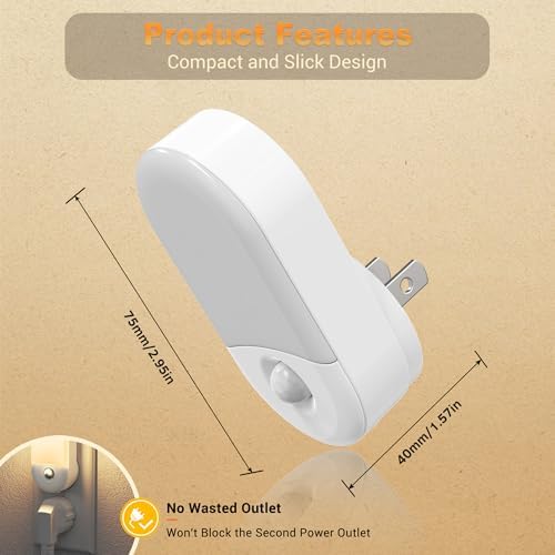 JandCase Motion Sensor Night Light, 4 Pack Motion Activated Night-Lights