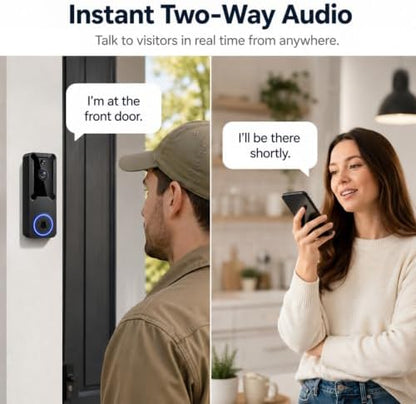 Wireless Home Security Camera, 1080P Battery Powered Video Doorbell Camera