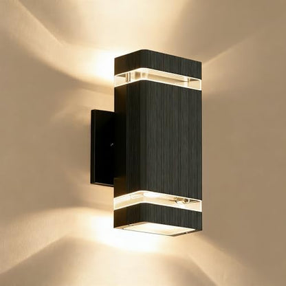JYV Square Outdoor Wall Lights, Up and Down LED Porch Lights, Black