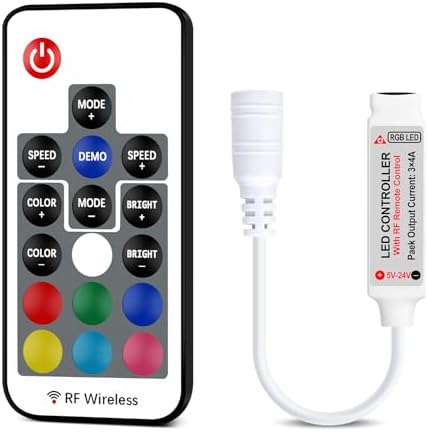 RF Wireless Remote LED Controller, 17-Key RGB LED Controller, DC 5V-24V
