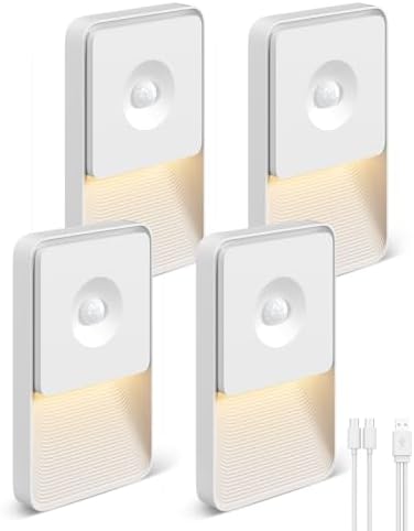 GOODEA 4 Pack Motion Sensor Night Lights, Rechargeable Stair Lights Indoor