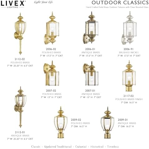 Livex Lighting 2112-02 Outdoor Wall Lantern, Polished Brass