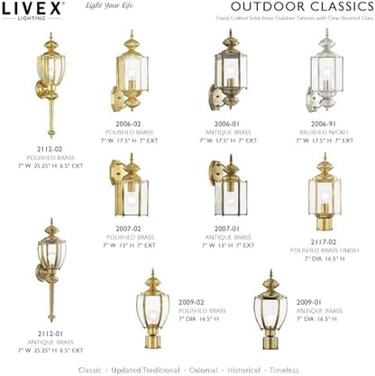 Livex Lighting 2112-02 Outdoor Wall Lantern, Polished Brass