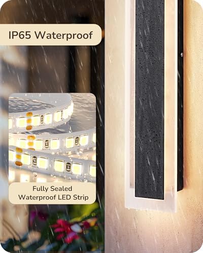 EDISHINE Outdoor Wall Light, Upgraded 2 Pack 39.4" LED Linear Modern Sconce