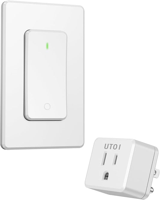 Remote Control Outlet Plug, Wireless Light Switch for Lamps and Household Appliances, 15A Remote Outlet Switch, Expandable, UL Listed, White
